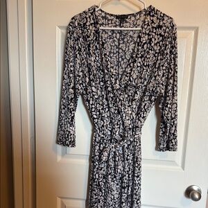 Lane Bryant Black and White Sheath Dress V-Neck 3/4 Sleeve